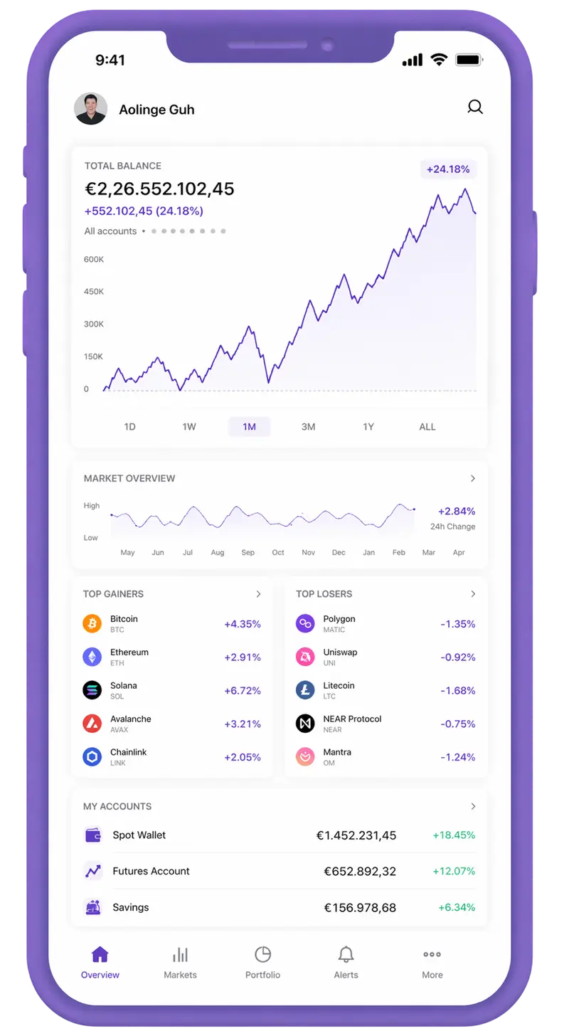 Profit Rings mobile app showing portfolio overview